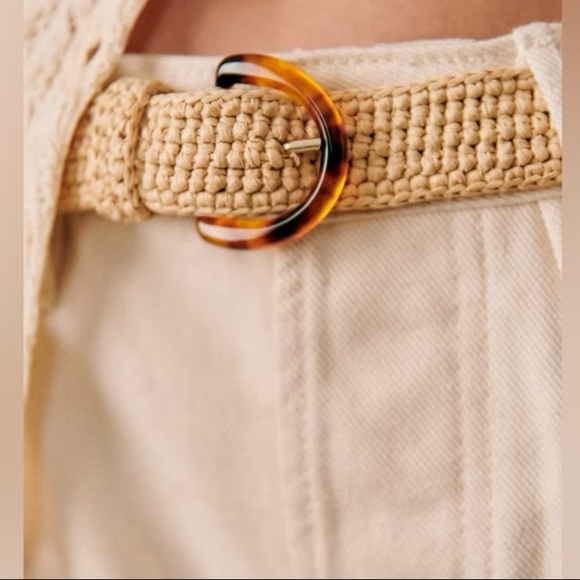 Sezane Tortoise Buckle Raffia Belt. Beige. 80CM. Lenny - Picture 5 of 8